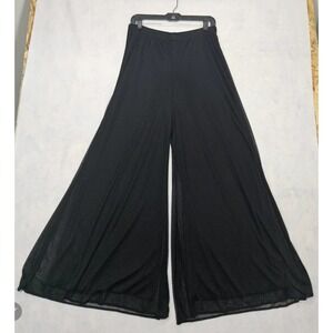 Chiffon Palazzo Pants Sz L 12 / 14 NEW Black Extra Wide Leg Sheer Layered Formal